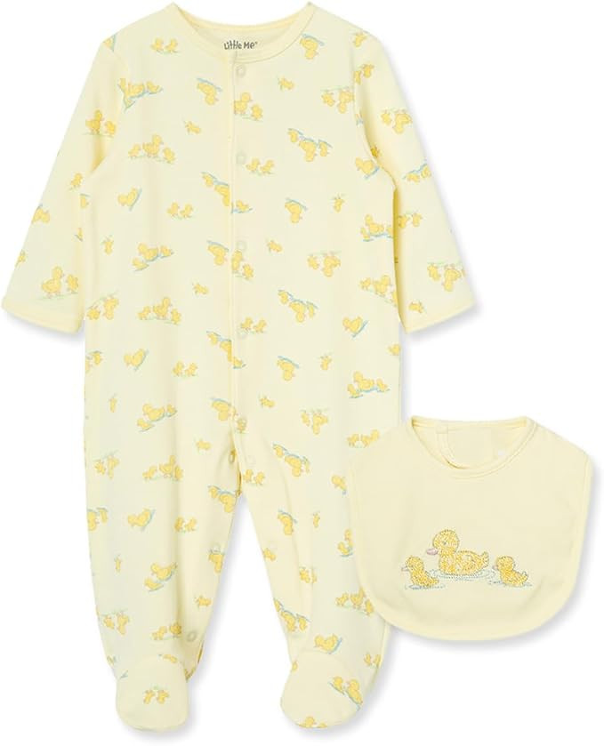Little Me Clothes for Baby Girls 100% Cotton Scratch Free Tag 2-Piece Zipper Closure Footie and H... | Amazon (US)