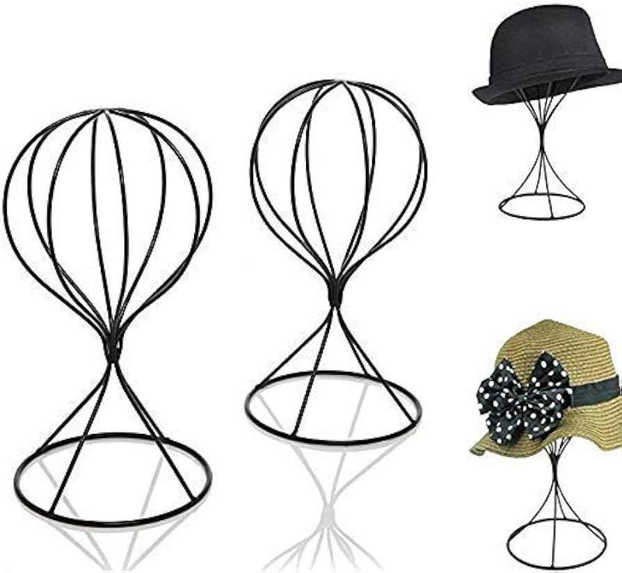 Mydio 2 Pieces Modern Metal Hat Stands Durable Stable Metal Hat Cap Rack Wigs Holder, Metal (blac... | Amazon (US)
