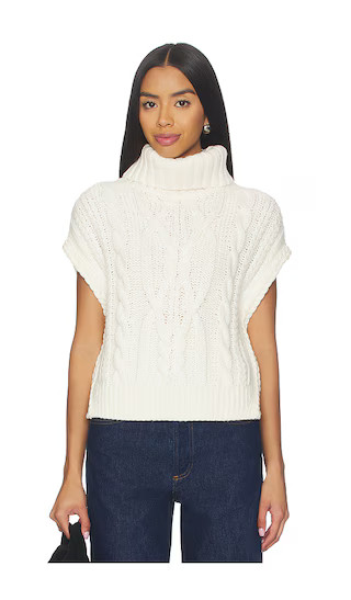 Angelica Cable Trim High-Low Vest in Sea Salt | Revolve Clothing (Global)