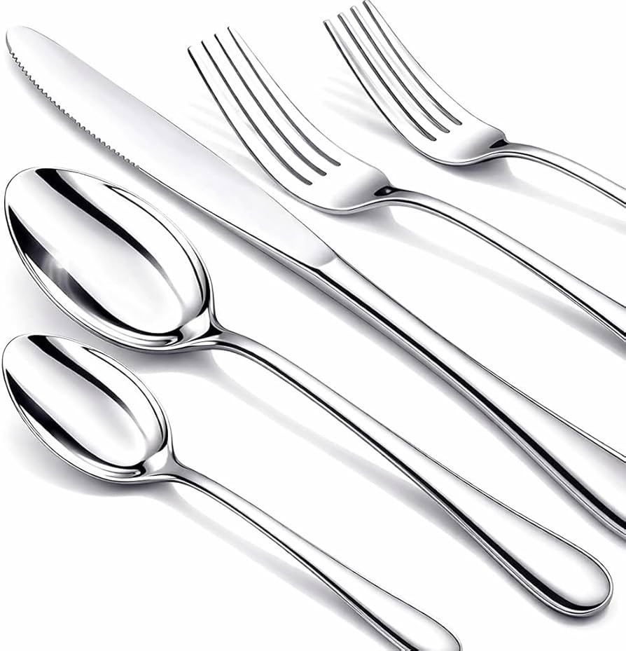 Silverware Set, 40 Piece Stainless Steel Cutlery Sets for 8, Heavy Duty Flatware, Mirror Polished... | Amazon (US)