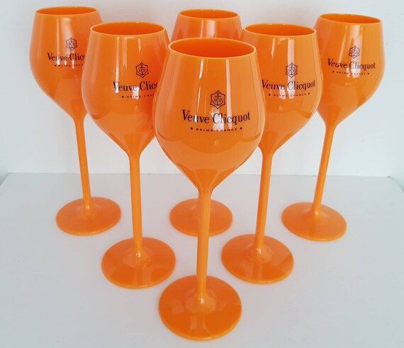 6x Veuve Clicquot Orange Acrylic Plastic Champagne Glasses 140ml 20cm | Etsy (US)