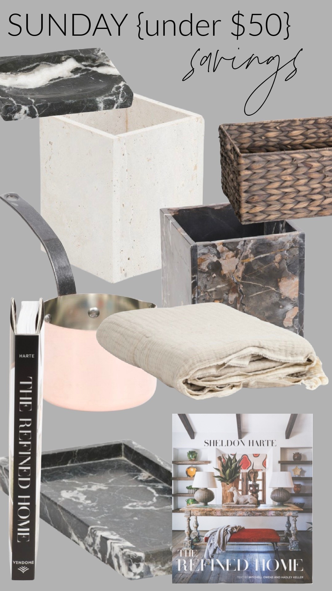 Sunday finds all under $50 🤍 These are the small, elevated details that instantly make a home feel more intentional — marble accents, cozy linens, timeless storage, and coffee-table worthy pieces. Such good prices for this look. Everything linked while it’s still in stock.

#LTKSaleAlert #LTKHome #LTKFindsUnder50