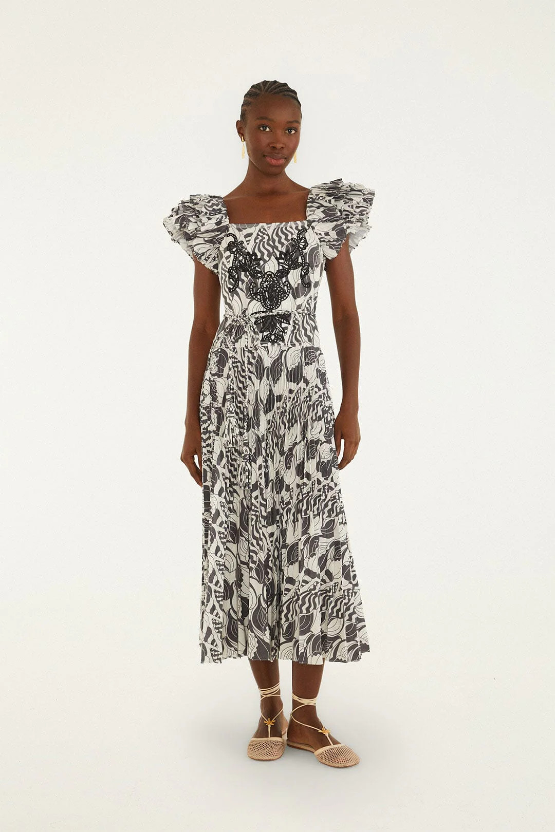 Sand Seashell Serenade Pleated Maxi Dress | FARM Rio | FarmRio (US)
