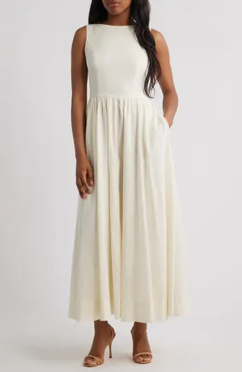 WAYF Bria Boatneck Cotton Dress in Cream at Nordstrom Rack, Size Medium | Nordstrom Rack