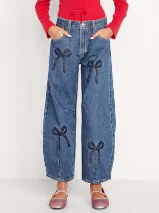 Printed Super Baggy Barrel-Leg Jeans for Girls | Old Navy (US)