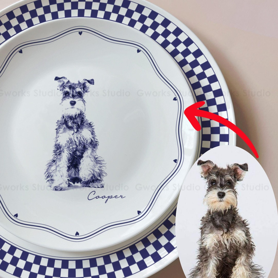 Personalized Dog Portrait Ceramic Plate: Dog Mom Gift Custom Sketch From Photo, Pet Sympathy - Et... | Etsy (US)