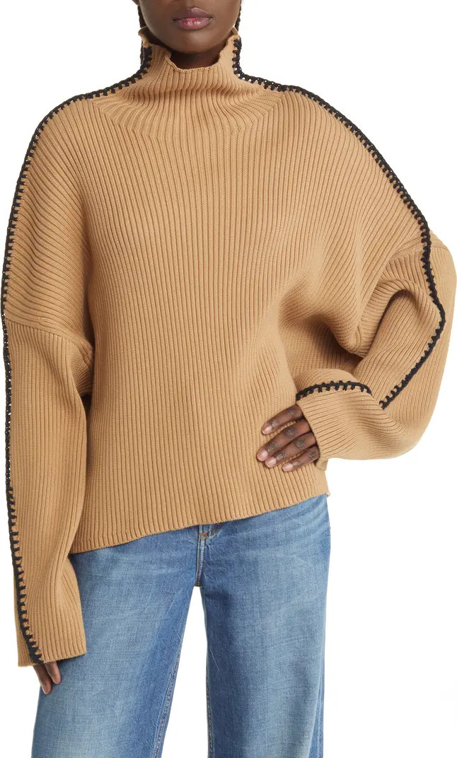 rag & bone Ally Whipstitch Detail Mock Neck Sweater | Nordstrom | Nordstrom