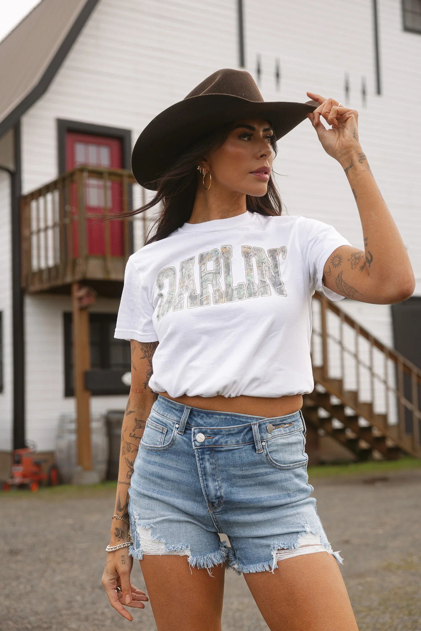 Lindsey Asymmetrical Distressed Shorts- Medium Wash | Willow Boutique