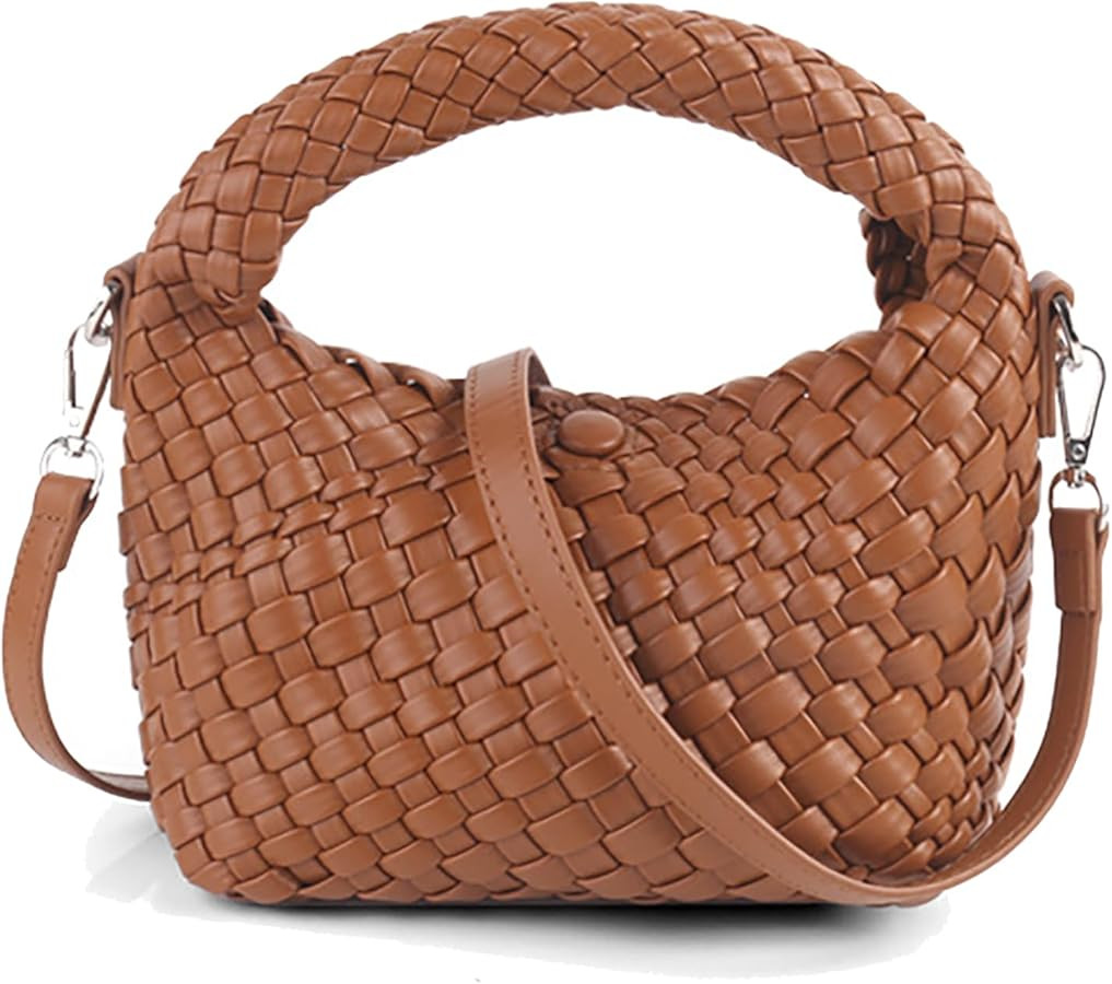 Woven Purse For Women, Small Crossbody Tote Bag with Detachable Shoulder Strap, Girls Top Handle ... | Amazon (US)