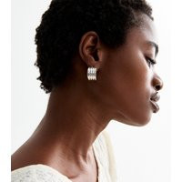 Silver Tone Textured Curved Tube Stud Earrings New Look | New Look (UK)
