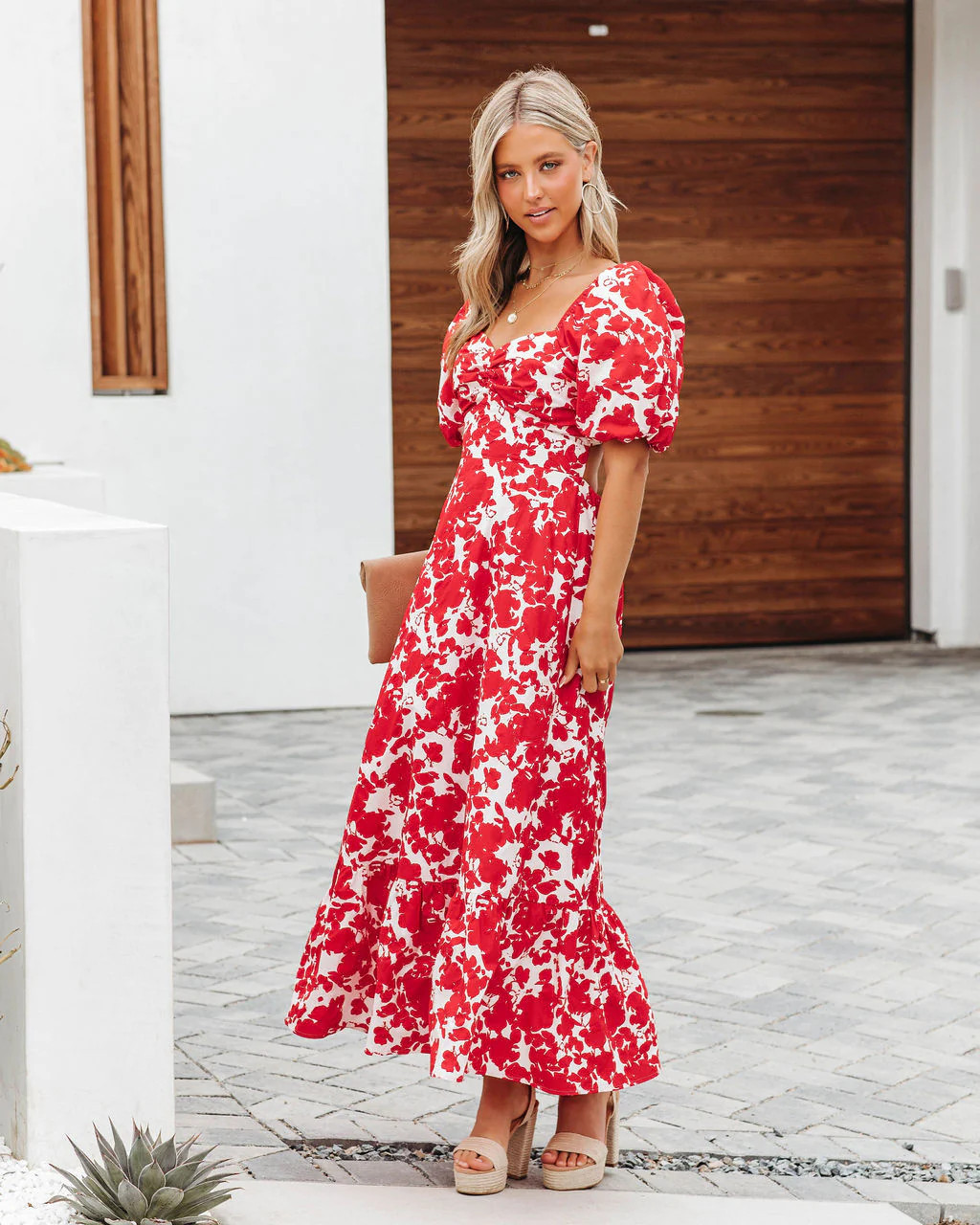 Gitana Cotton Puff Sleeve Open Back Maxi Dress | VICI