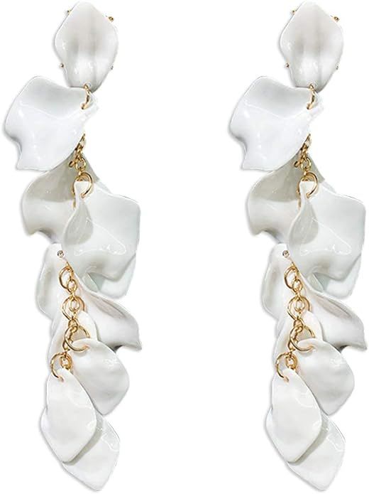 Just Follow Long Acrylic Rose Petal Earrings Dangle Exaggerated Flower Earrings Drop Statement Fl... | Amazon (US)