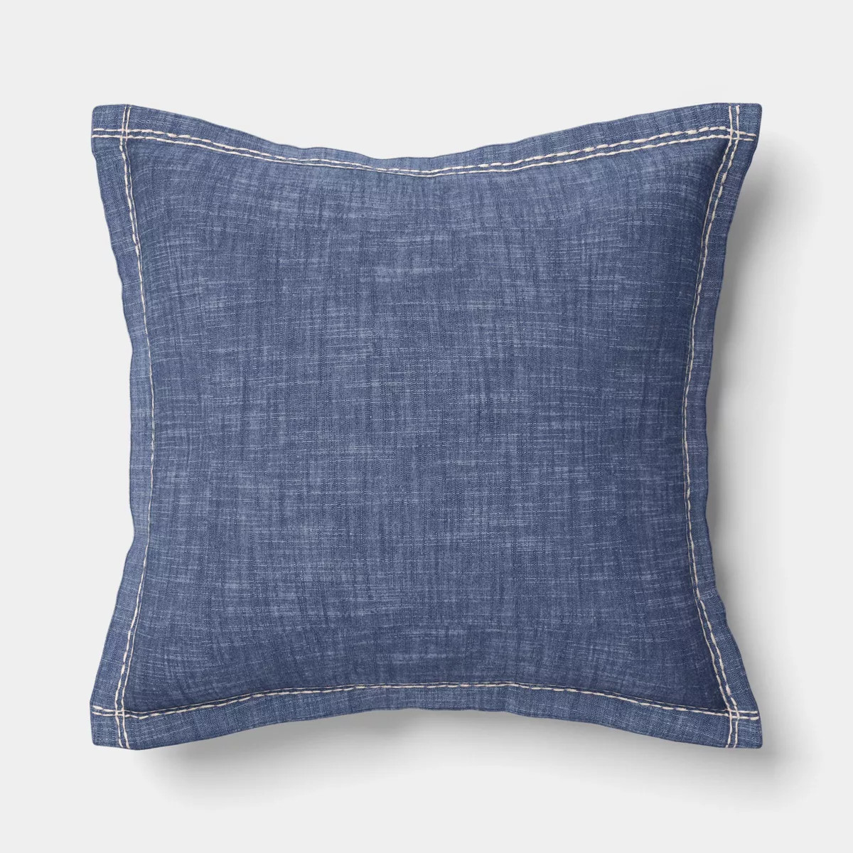 Square Chambray Indoor Throw Pillow with Flange Blue - Threshold™ | Target