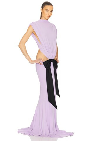 The Constantina Jersey Dress With Bow in Amethyst | Revolve Clothing (Global)