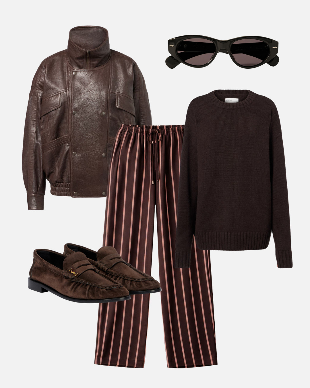 FAVORITE OUTFITS OF 2025:

My jacket is old YSL, pinstripe pants are Donni, and sweater is La Ligne but I linked similar options. 

 
