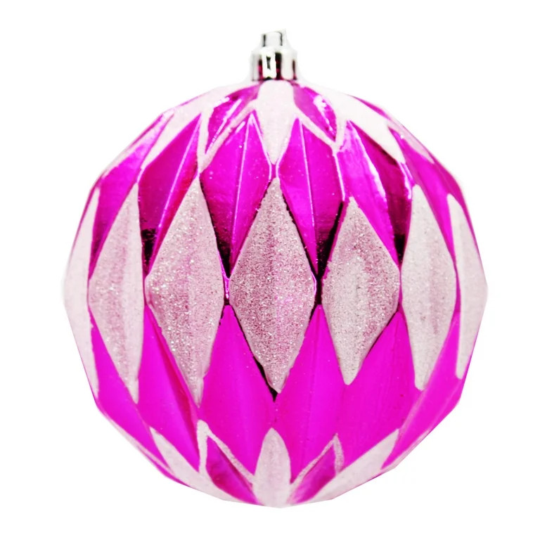 12 Pack Hot Pink and White Assorted Ball Ornaments | Walmart (US)