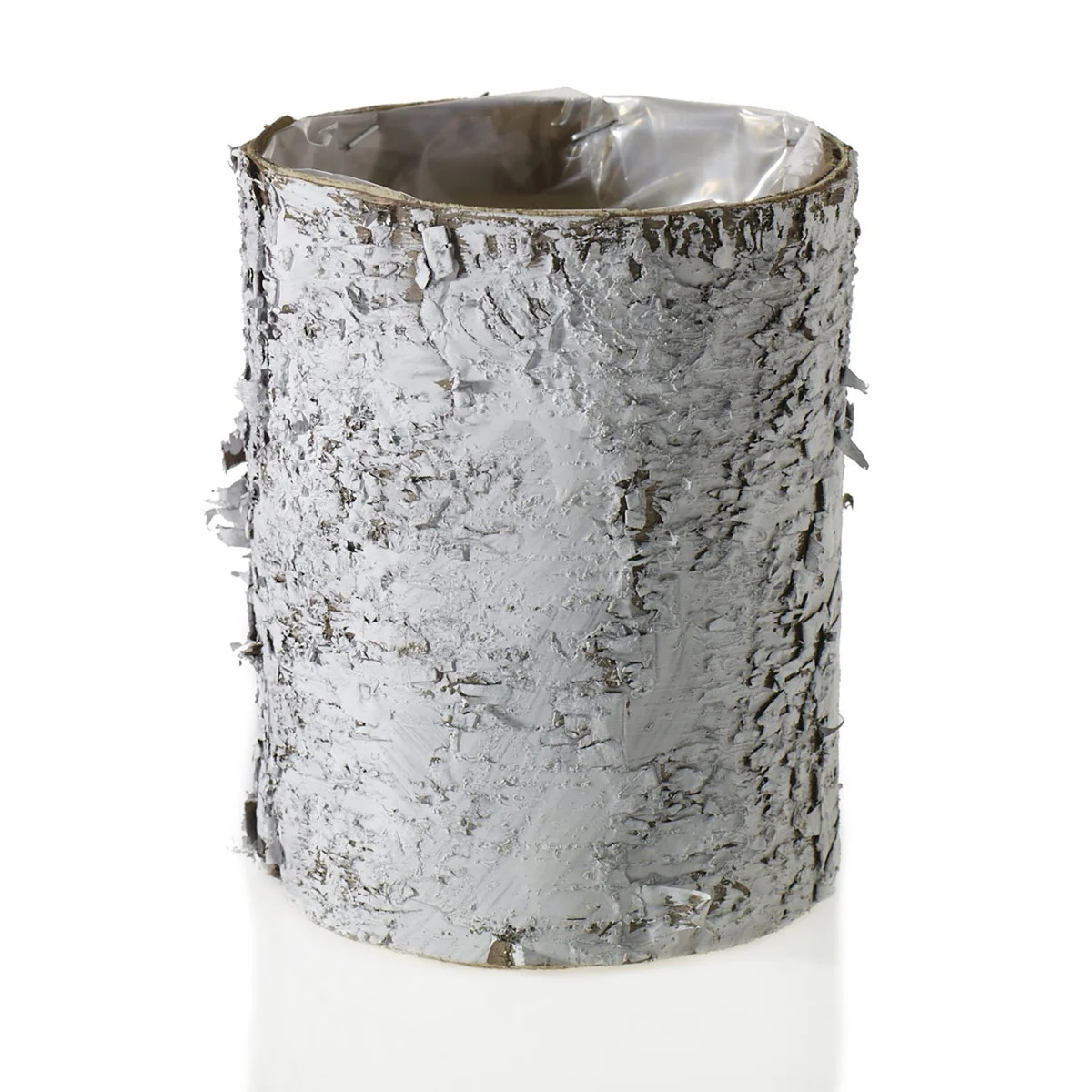 Small White Natural Birch Wood Wrapped Cylinder Planter | Darby Creek Trading