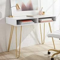Mainstay Hairpin Writing Desk with 2 Spacious Open Storage Cubbies, White | Amazon (US)