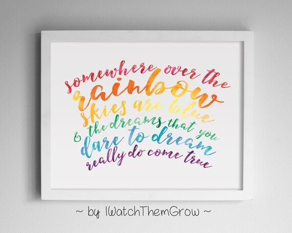 Somewhere Over the Rainbow Wall Art, Printable Rainbow Watercolor Wizard of Oz Art Print, Kids Wall  | Etsy (US)