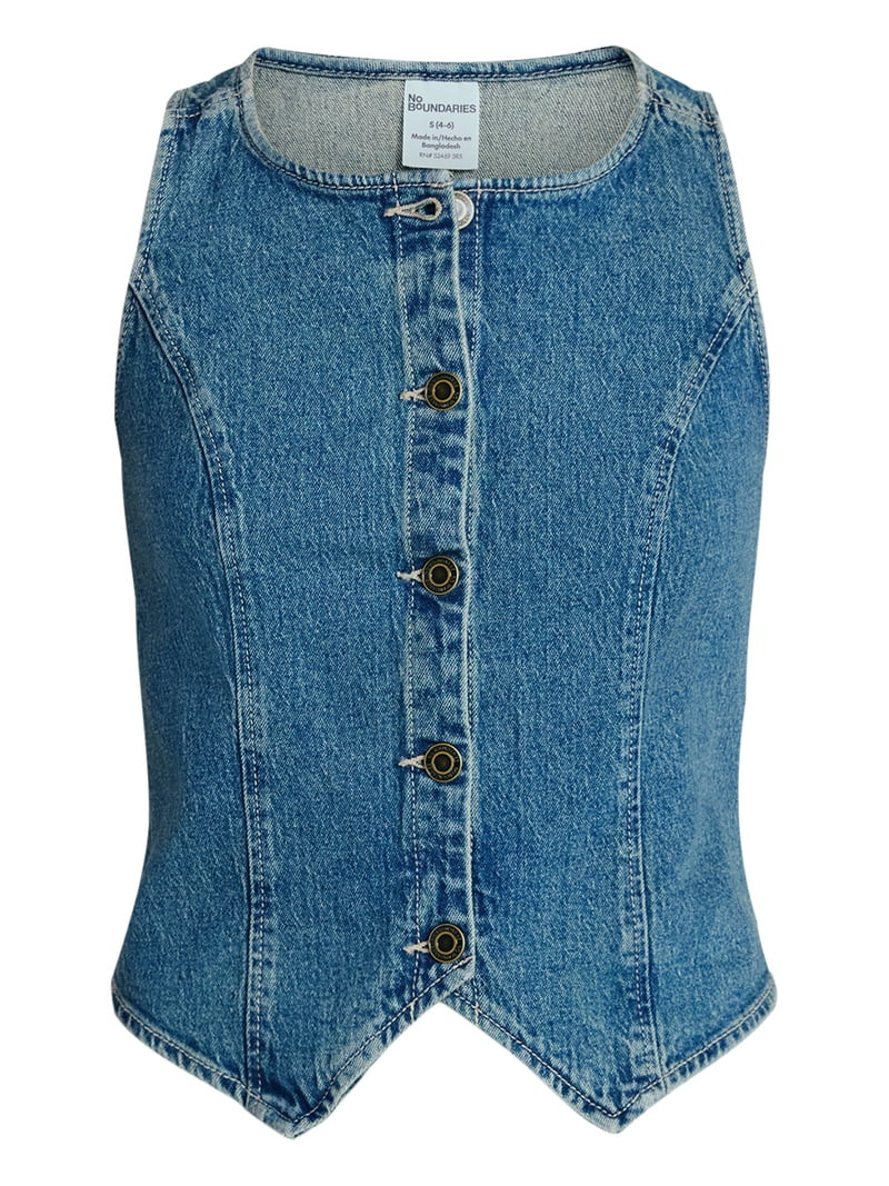No Boundaries Cropped Denim Vest, Women’s XXS-XXL | Walmart (US)
