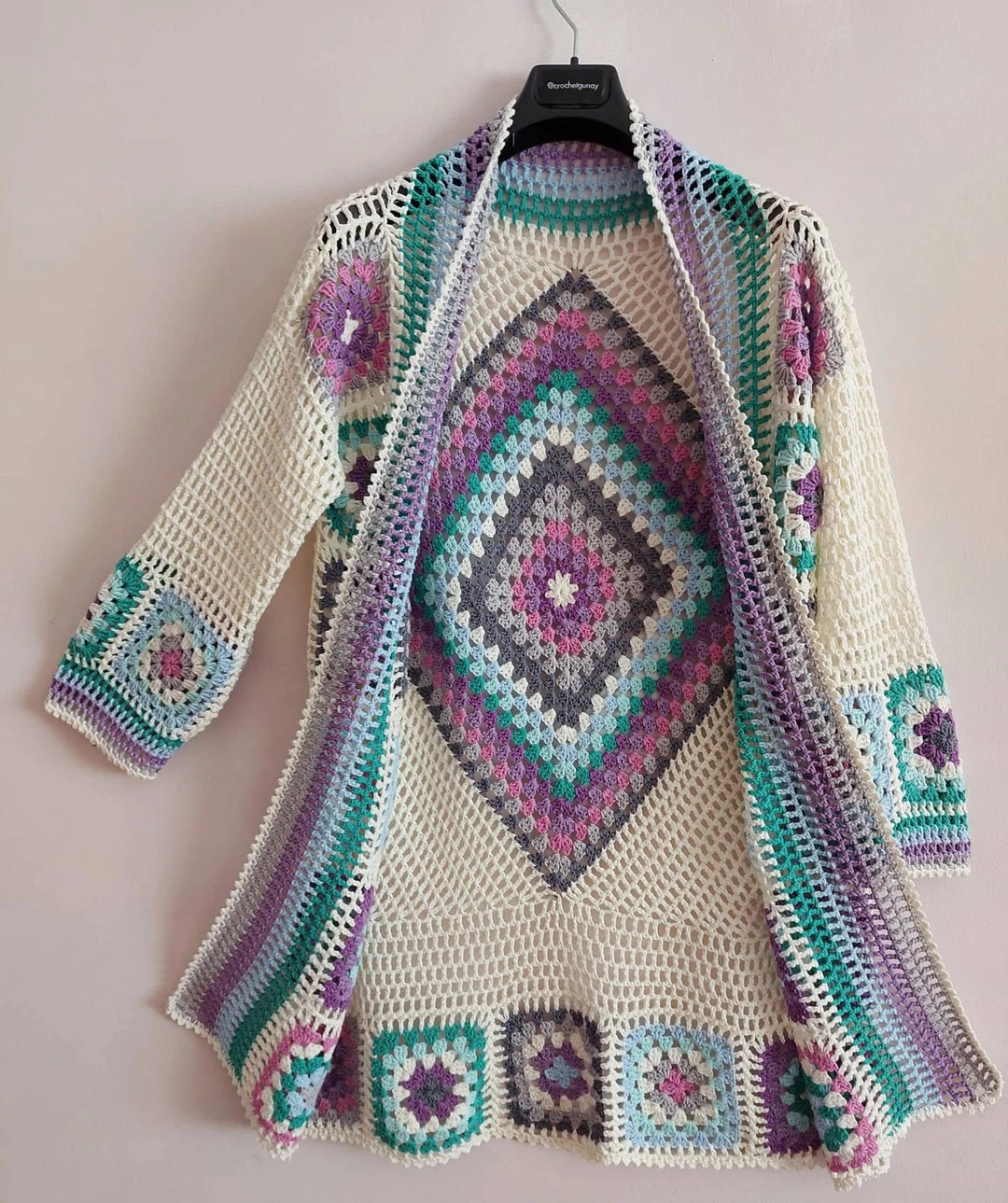 Granny Square Sweater Crochet Boho Cardigan Granny Square - Etsy | Etsy (US)