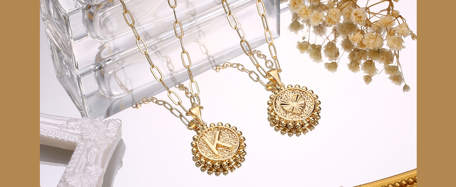 Yoosteel Gold Initial Necklaces for Women, 14K Gold Plated Dainty Layering Paperclip Link Chain N... | Amazon (US)