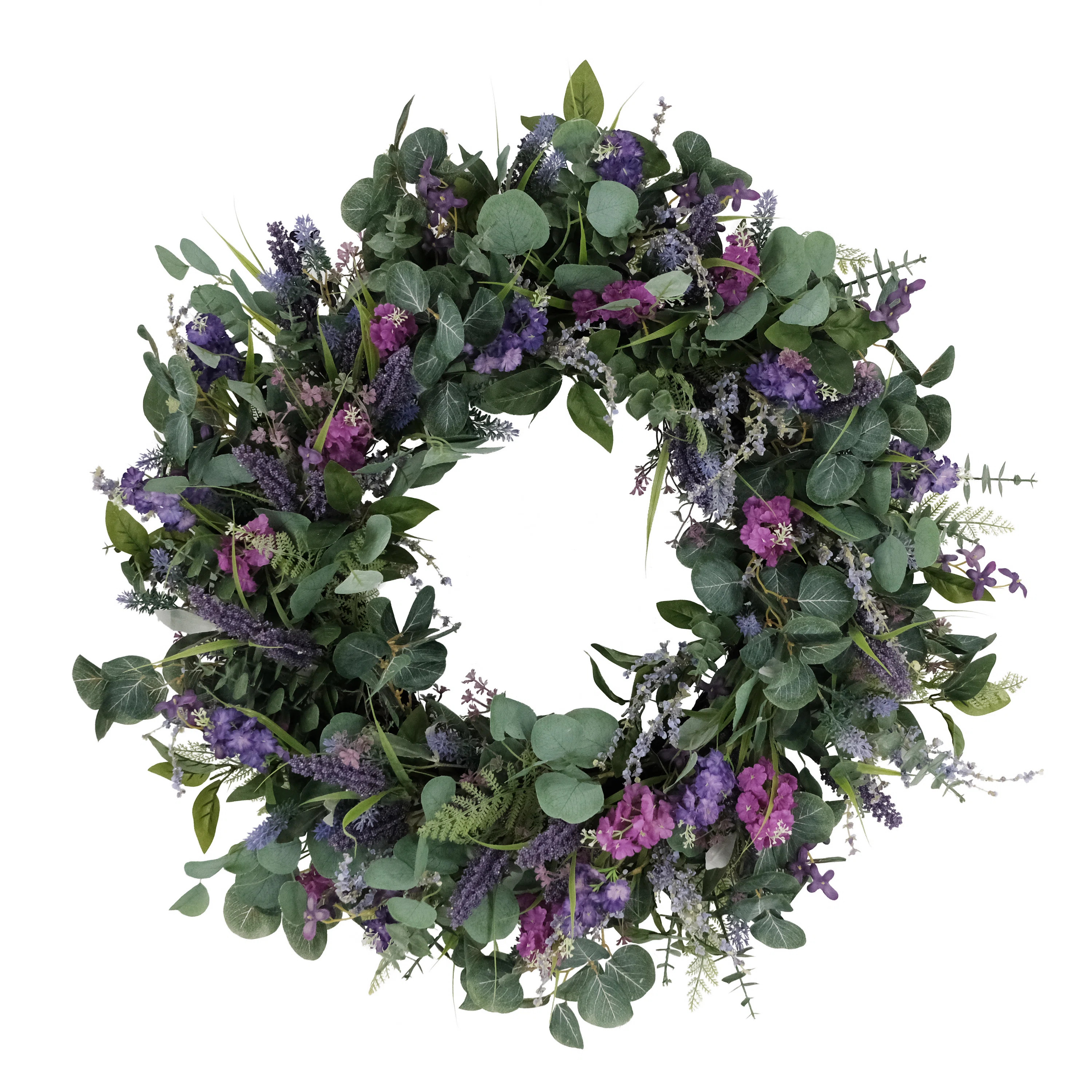 30" Artificial Lavender And Eucalyptus Floral Spring Wreath | Wayfair North America