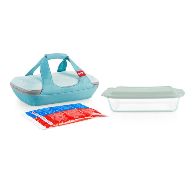 Pyrex® Deep Portable 4-piece Glass Baking Dish Set with Green Sage Lid | Walmart (US)