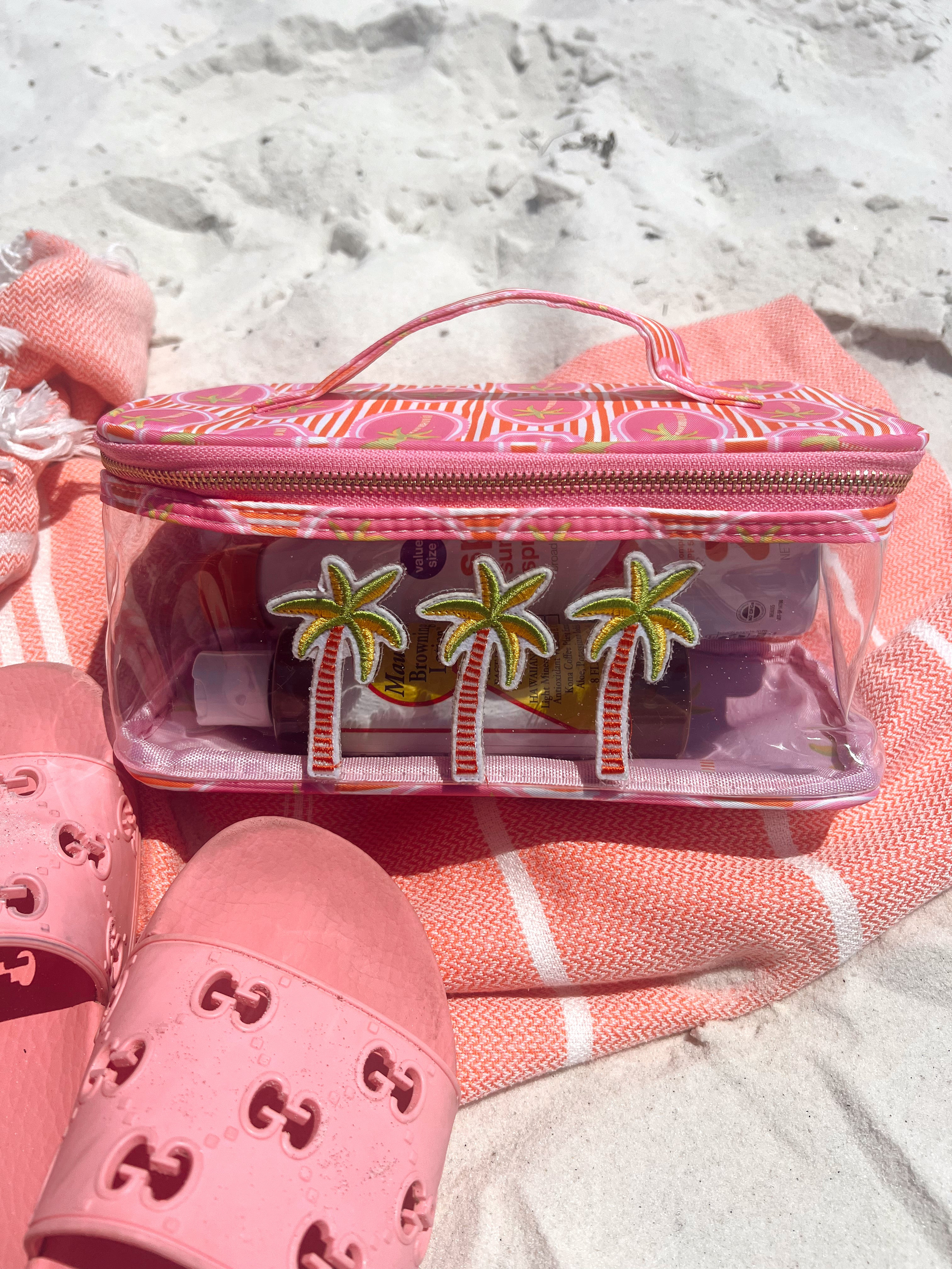 3 Pink Palms - Clear Open Top w Handle | KenzKustomz