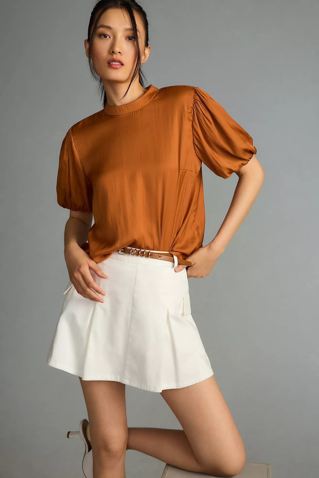 By Anthropologie Mock-Neck Puff-Sleeve Blouse | Anthropologie (US)