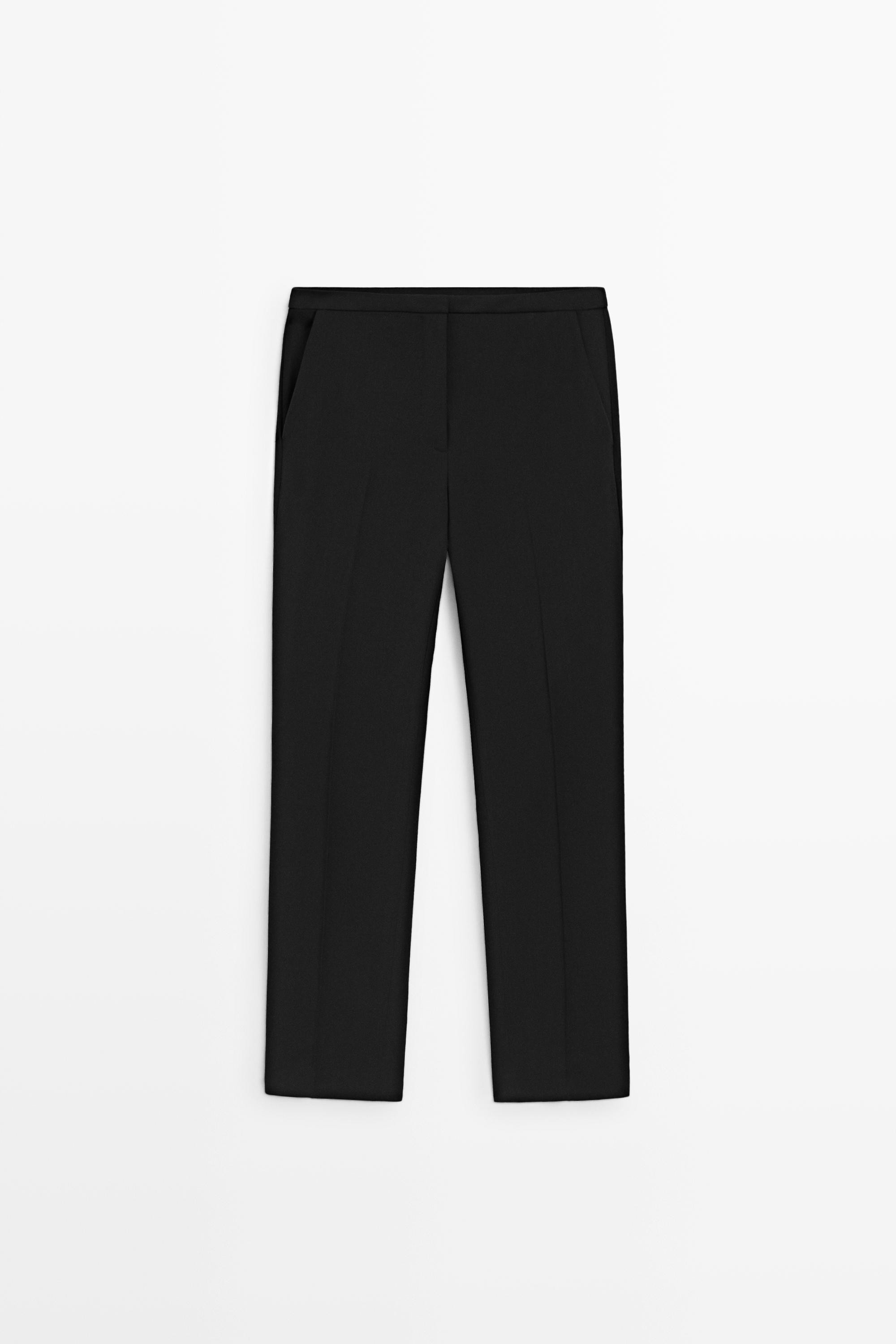 Slim-fit wool blend pants - BLACK | Massimo Dutti US