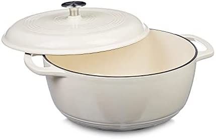 Amazon Basics Enameled Cast Iron Covered Dutch Oven, 6-Quart, White | Amazon (US)