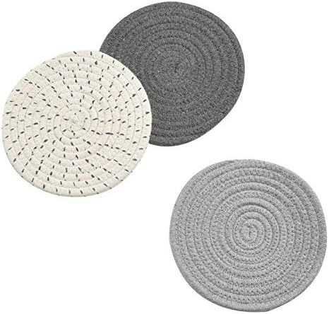 Potholders Set Trivets Set 100% Pure Cotton Thread Weave Hot Pot Holders Set (Set of 3) Stylish C... | Amazon (US)