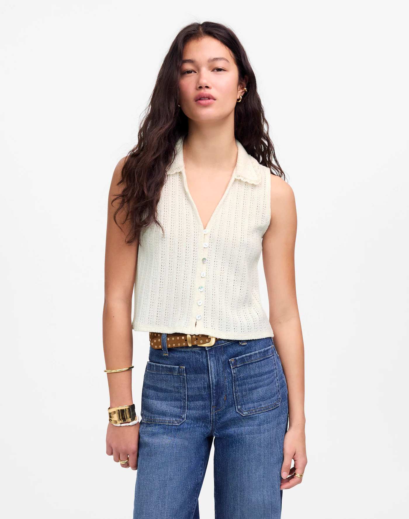 Crochet-Knit V-Neck Sweater Vest | Madewell | Madewell