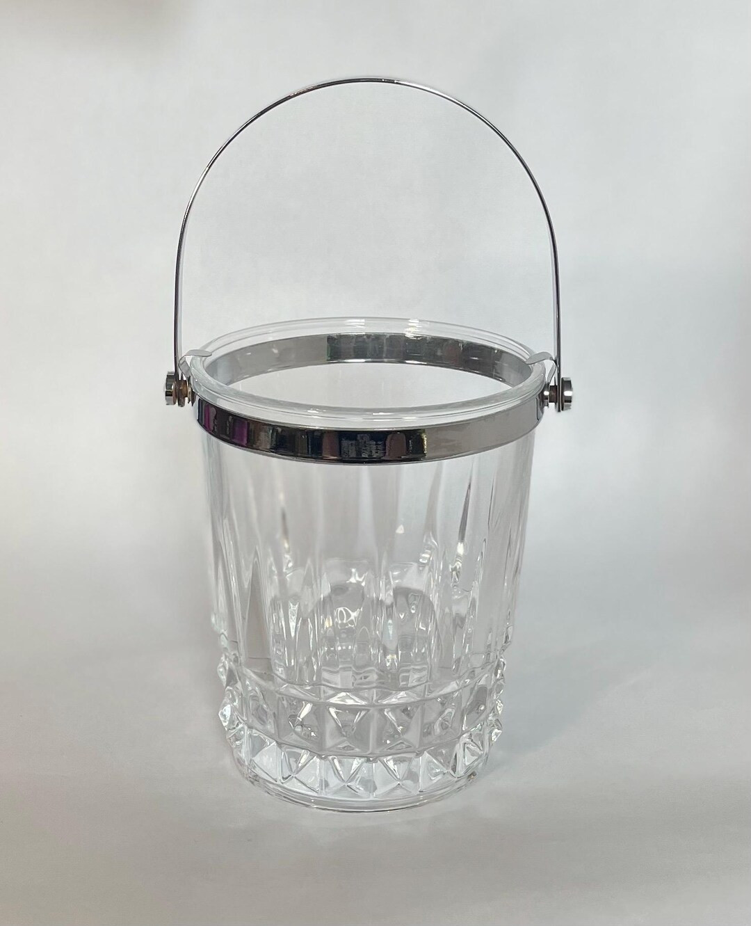 Vintage Cristal D'arques Clear Glass Silver Plated Handle Ice Bucket, VTG Barware, Retro Bar Cart... | Etsy (US)