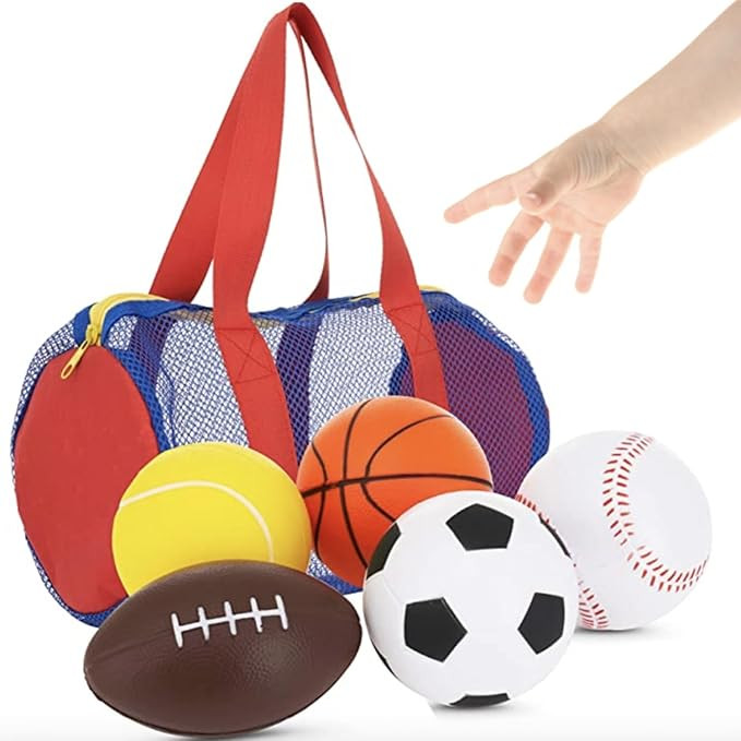 Neliblu Foam Sports Toys with Bag, Set of 5 – includes Soccer Ball, Basketball, Football, Baseb... | Amazon (US)