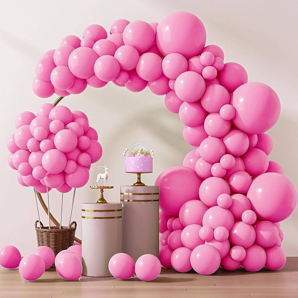 RUBFAC 129pcs Pink Balloons Different Sizes 18 12 10 5 Inches for Garland Arch, Pink Balloons for... | Amazon (US)