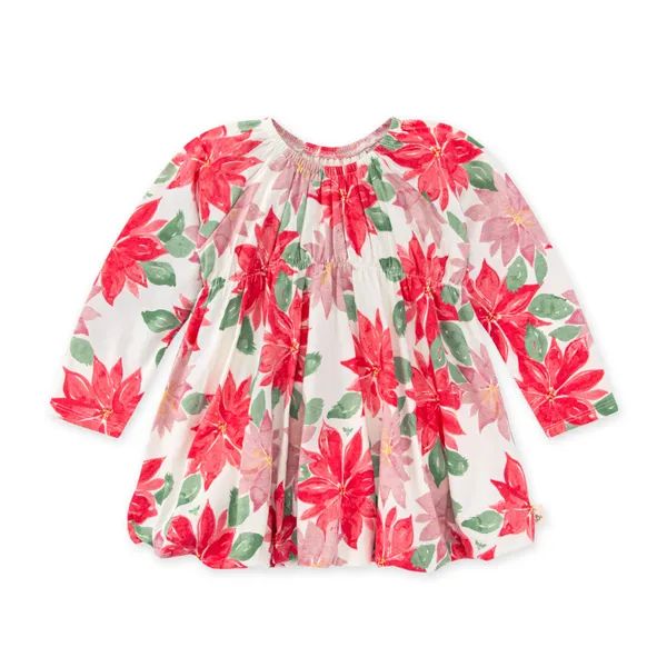 Blooming Poinsettia Organic Cotton Bubble Dress - 2 Toddler | Burts Bees Baby