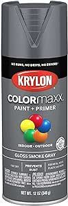 Krylon K05539007 COLORmaxx Spray Paint and Primer for Indoor/Outdoor Use, Gloss Smoke Gray, 12 Ou... | Amazon (US)