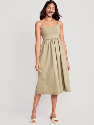 Fit & Flare Combination Midi Cami Dress for Women | Old Navy (US)