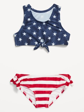 Matching Printed Tie-Front Bikini Swim Set for Toddler Girls | Old Navy (US)