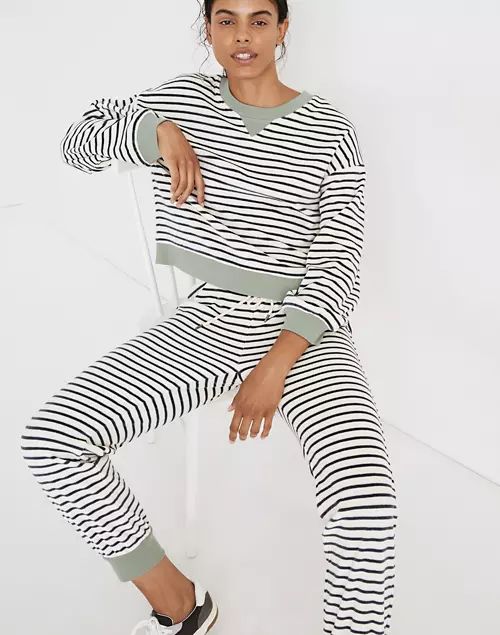 MWL Velour Crewneck Sweatshirt in Stripe | Madewell