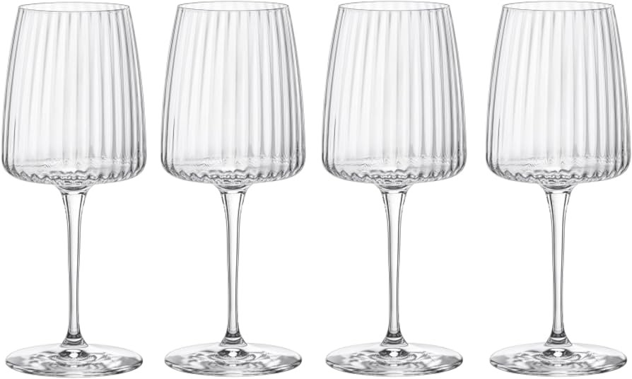 Bormioli Rocco Exclusiva - 12.5 Oz. White Wine Glasses, Set of 4 - Ribbed Chardonnay and Sauvigno... | Amazon (US)