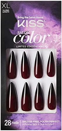 Kiss Salon Color Special Halloween Design Nails - Beat it, Extra Long Length, Stiletto Shape, 28 Fak | Amazon (US)