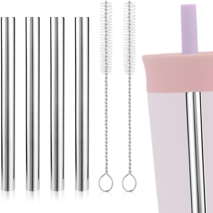 4pcs Metal Straw for Owala Kids 12 OZ Stainless Steel Tumbler, Reusable Stainless Steel Straws Re... | Amazon (US)