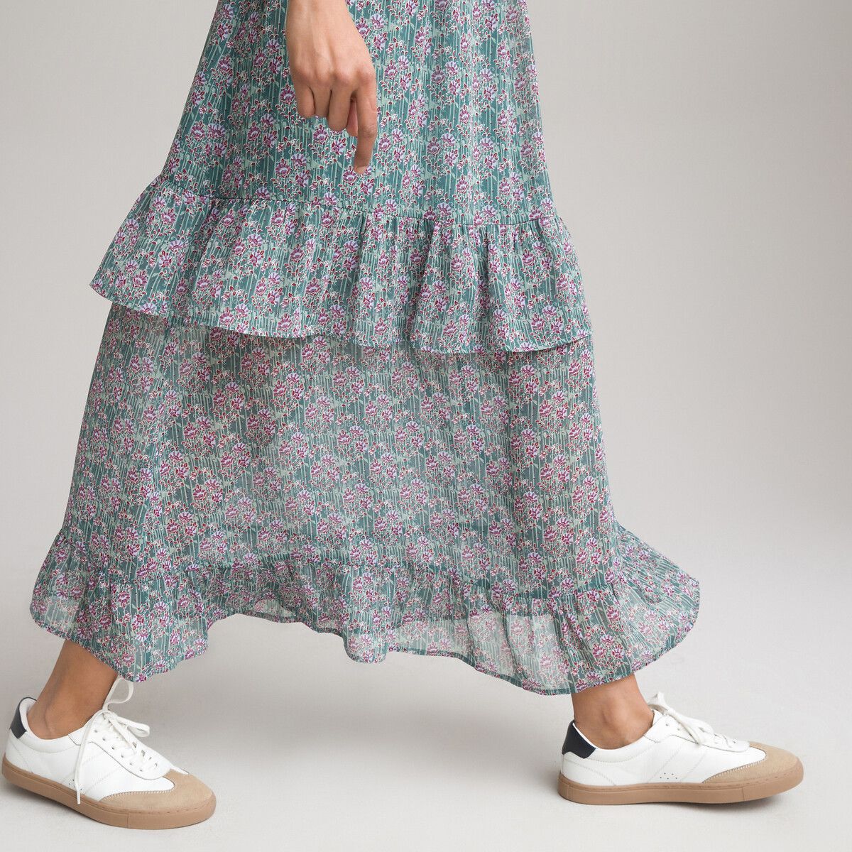 Recycled Tiered Ruffled Skirt in Floral Print Voile | La Redoute (UK)