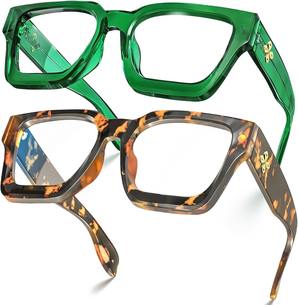 VISOONE Blue Light Blocking Glasses Rectangle Chic Preppy Look MultiColor Frame for Women Men RIV... | Amazon (US)