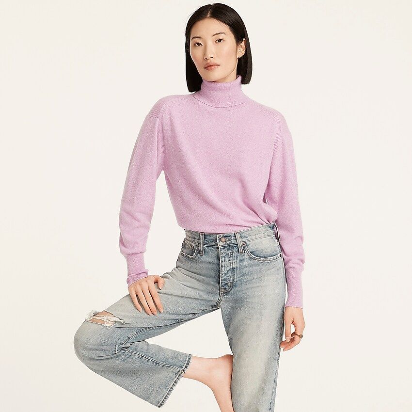 Cashmere marled fold-over turtleneck sweater | J.Crew US