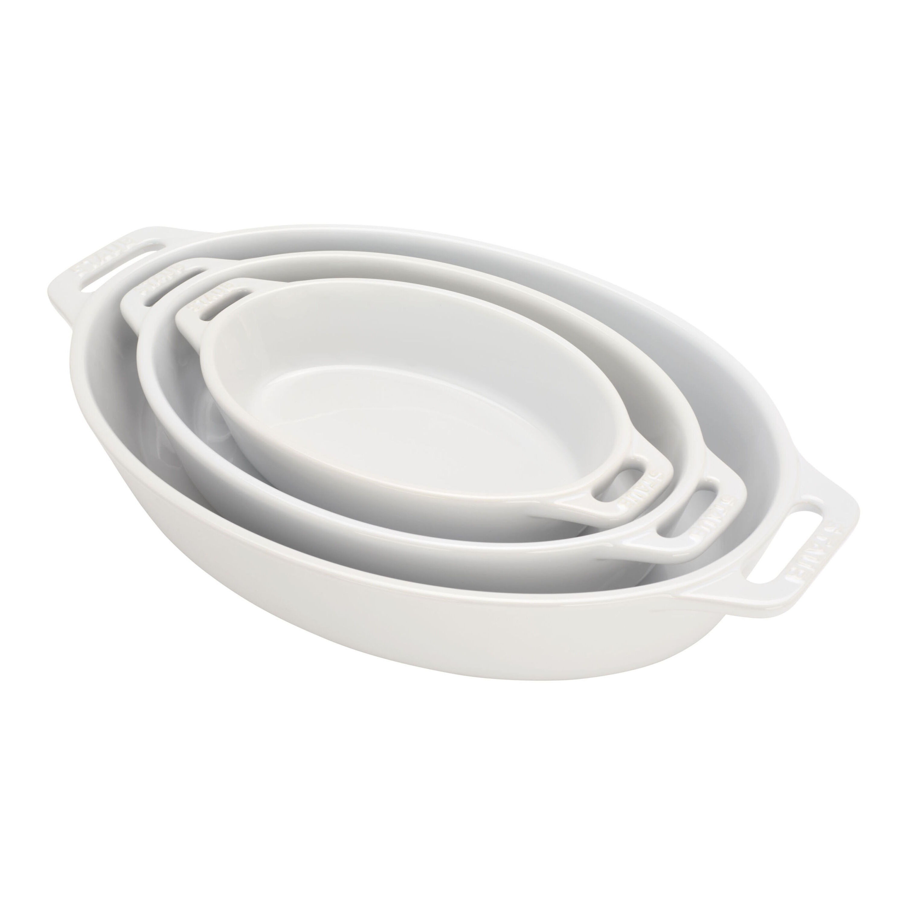 Staub Stoneware 3-pc, Oval, Bakeware Set, White | The ZWILLING Group Cutlery & Cookware