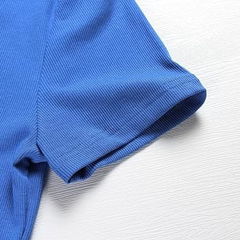 Roselux Women's Summer Scoop Neck Short Sleeve T-Shirts Ribbed Knit Slim Fitted Casual Basic Top | Amazon (US)